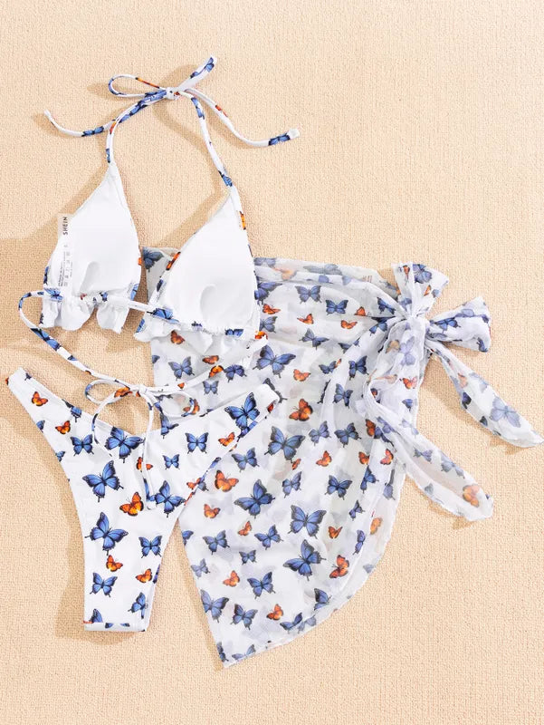 Butterfly Three Piece Bikini Set