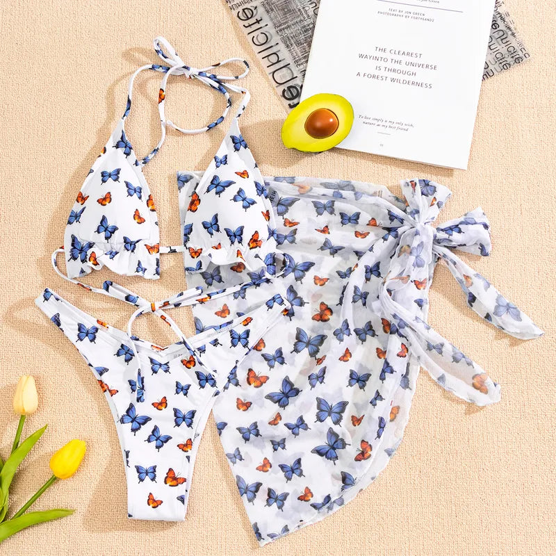 Butterfly Three Piece Bikini Set