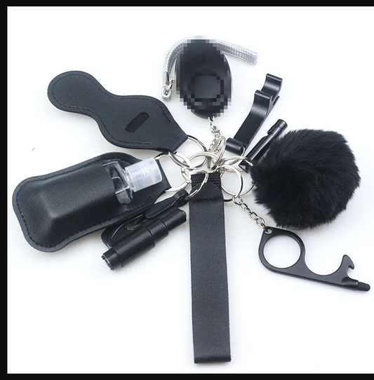 ALL BLACK  SAFETY KEYCHAIN SET